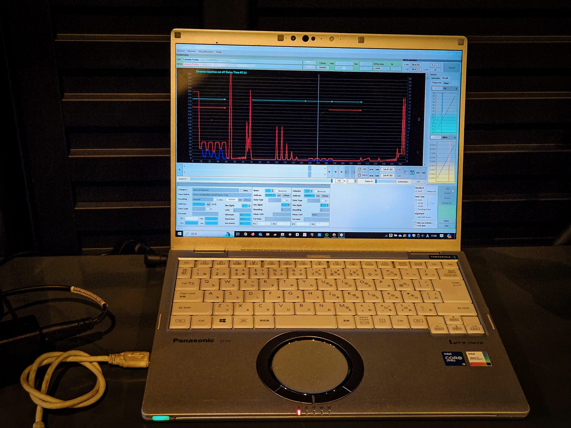 mbFAST Tuningがレヴァンテ トロフェオのECUチューニングデータとバブリングデータを作成しているところ