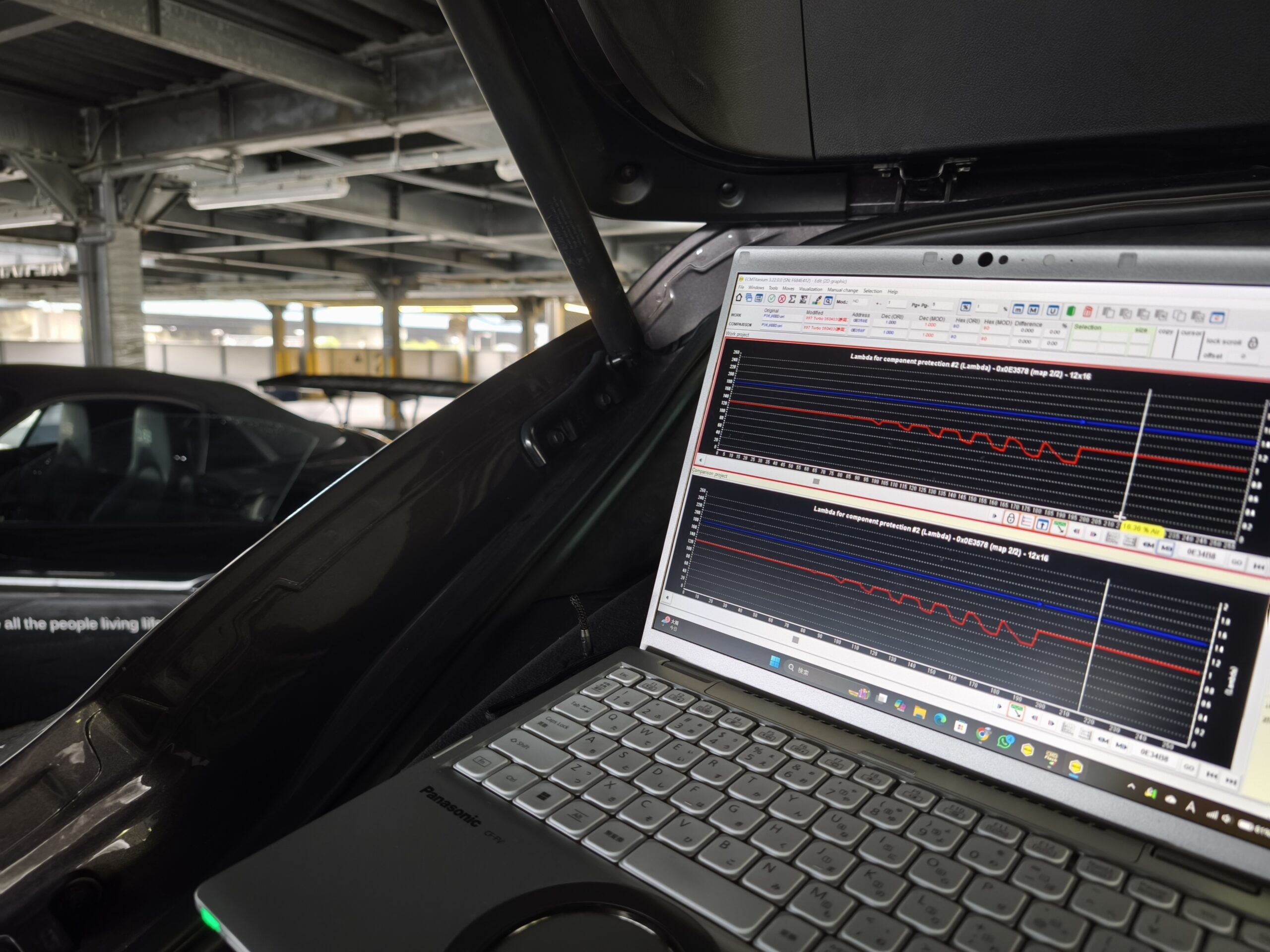 リアルタイムECUデータ書き換え ライブデータモニタリング中