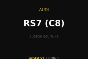 Promotional graphic for mbFAST Tuning: Audi RS7 (C8) custom ECU tune.