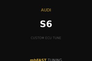 audi-s6 – mbFAST Tuning Promo poster for mbFAST TUNING: Audi S6 custom ECU tune, with gold lines on a black background.