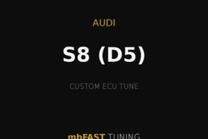 Audi S8 (D5) custom ECU tune by mbFAST Tuning on a black backdrop with gold accents