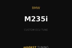 bmw-m235i – mbFAST Tuning BMW M235i custom ECU tune by mbFAST TUNING on a black background with gold divider lines.