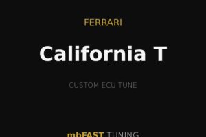 Ferrari California T: Custom ECU tune by mbFAST Tuning, gold lines on a black background.