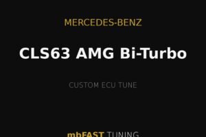 mercedes-benz-cls63-amg-bi-turbo – mbFAST Tuning Mercedes-Benz CLS63 AMG Bi-Turbo ECU tuning promo by mbFAST Tuning on a black background