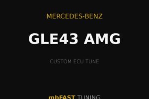 mercedes-benz-gle43-amg – mbFAST Tuning Promotional graphic for mbFAST Tuning: Mercedes-Benz GLE43 AMG custom ECU tune with gold accent lines