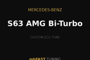 Mercedes-Benz S63 AMG Bi-Turbo with a custom ECU tune by mbFAST TUNING on a black background